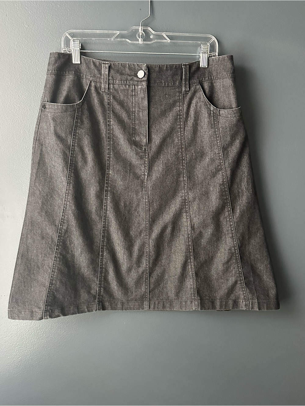 🖤🩶 SANDRO A-Line Denim Skirt in Charcoal women’s skirt size 12 gray black